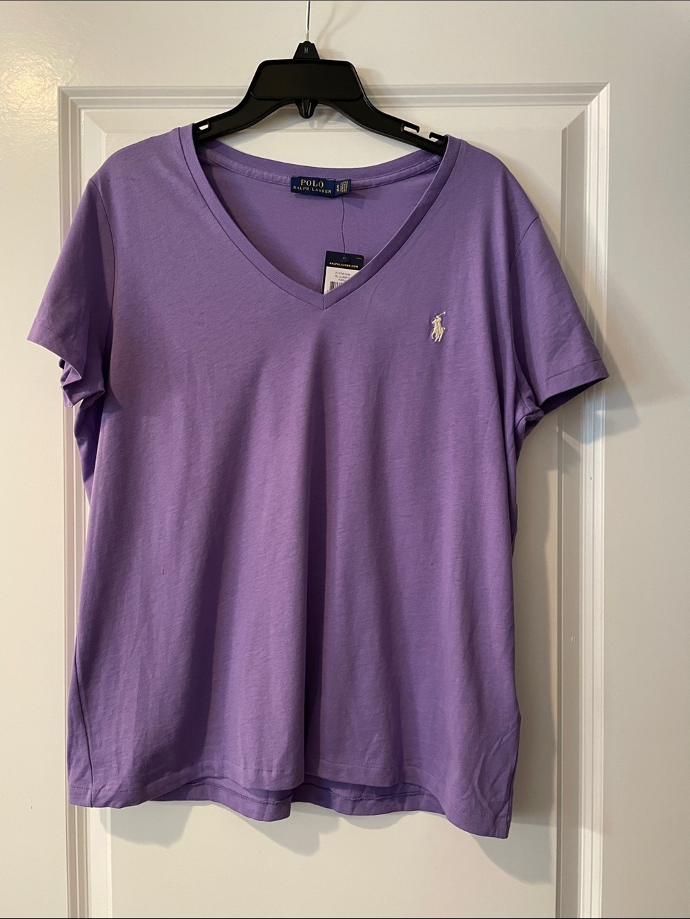 Polo by Ralph Lauren Lavender V-Neck Tee with Embroidered Pony